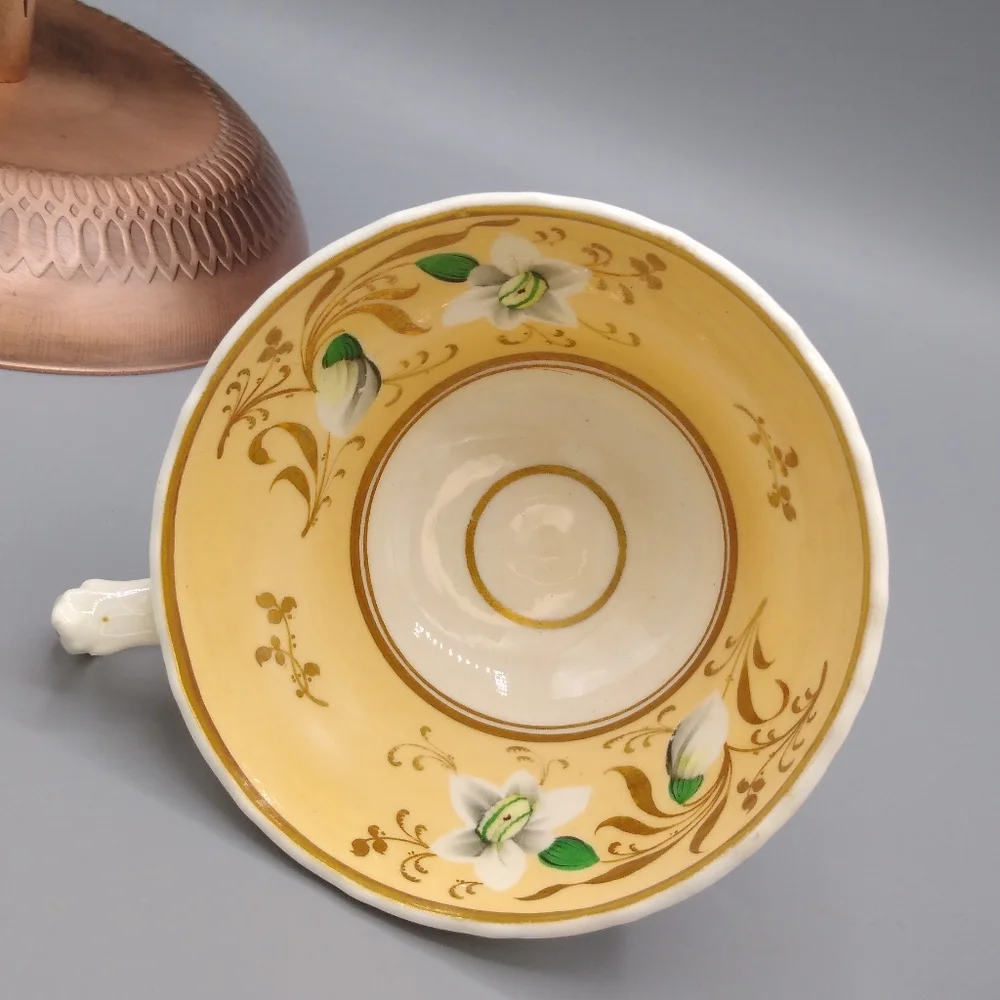 Rockingham Porcelain Gold Lily Tea Cup Saucer 230 Vintage Antique